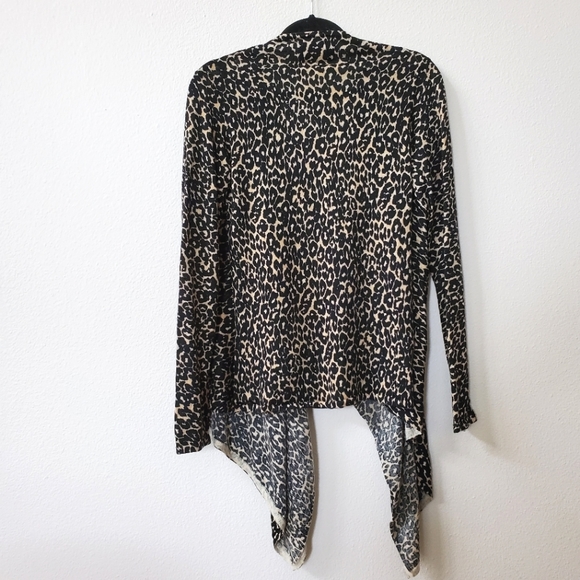 Victor Leopard Print Fine Merino Wool Open Cardigan - Picture 2 of 5